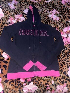 Hustler Hollywood Black & Hot Pink Zip-Up Hoodie
